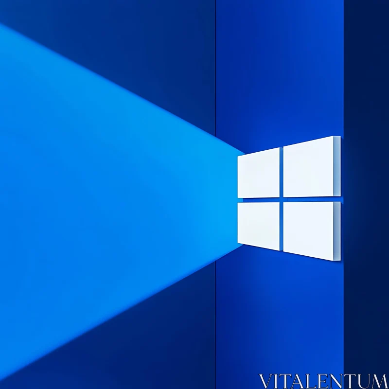 Minimalist White Window on Blue Background