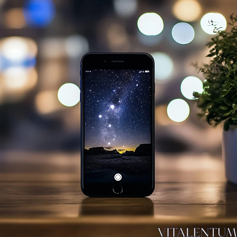 Night Sky on Mobile Screen