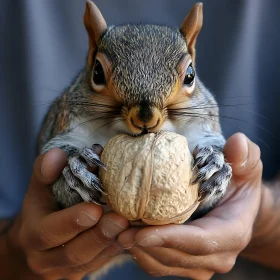 Squirrel Holding Nut Portrait