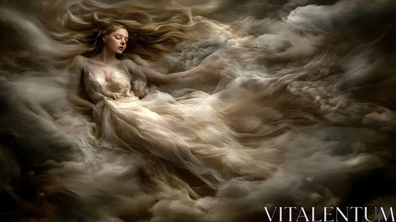 Dreamscape of a Woman Amongst Clouds