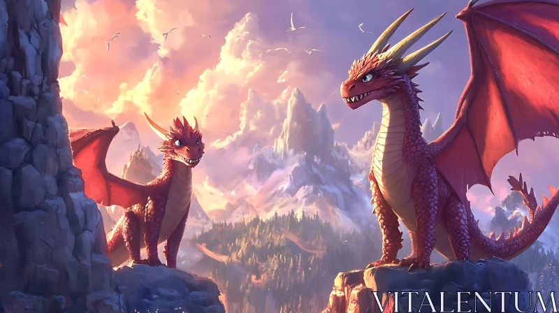 Crimson Dragons at Mountain Sunrise