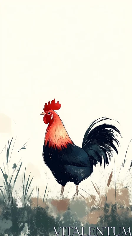 Vivid Rooster Artwork with Natural Background