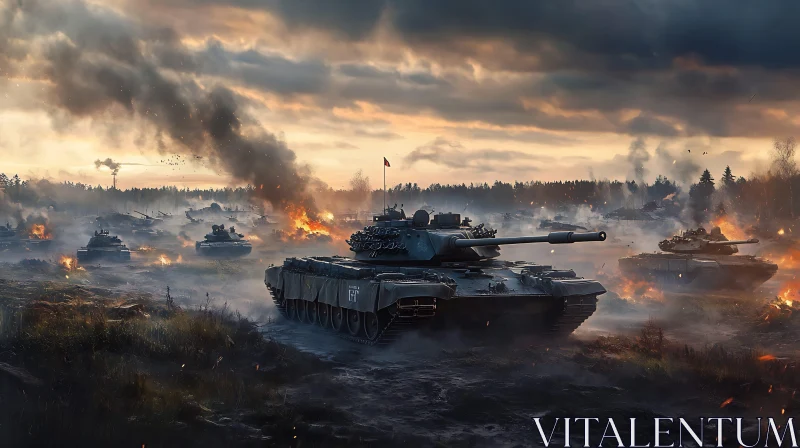 Military Tanks in War Zone