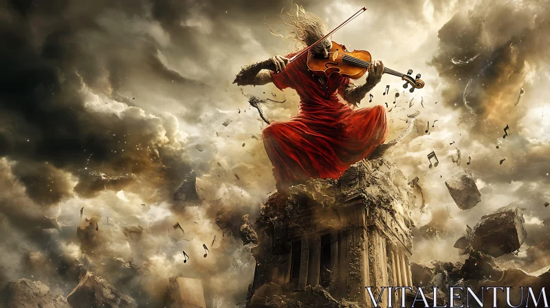 Ruin's Serenade: A Violinist's Last Stand