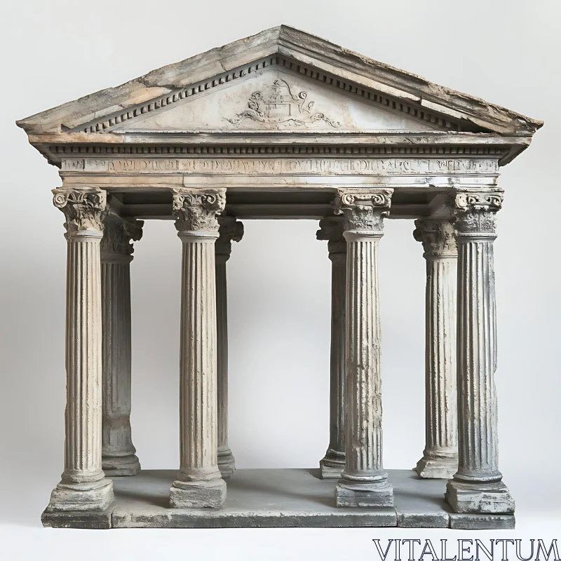 Detailed Temple Model with Fluted Columns