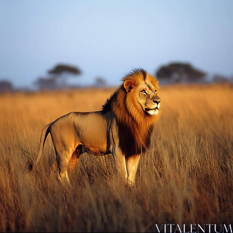 Lion Portrait in Golden Light