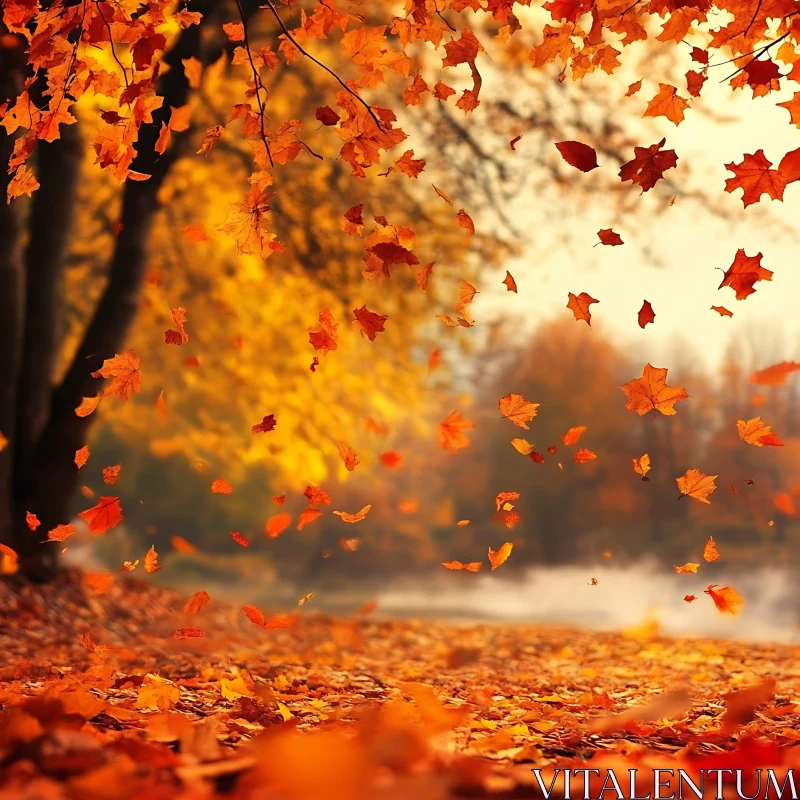 Falling Leaves in Autumn