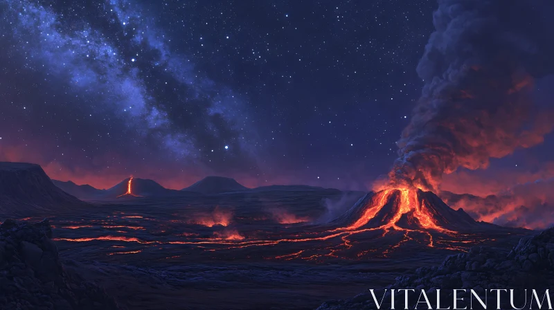Night Volcano Landscape