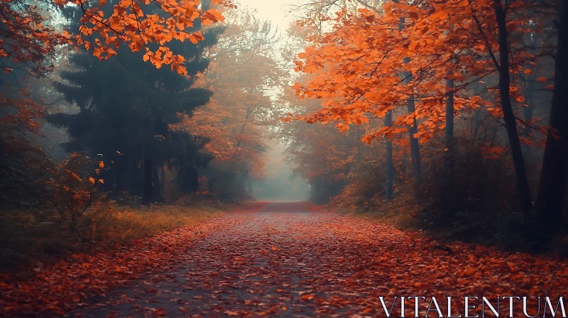 Foggy Autumnal Forest Lane