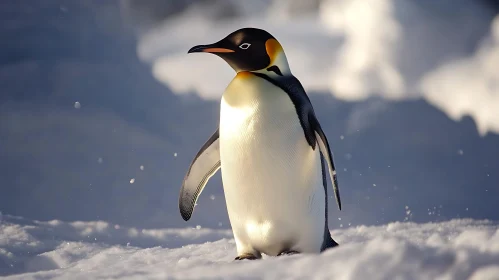 Penguin Standing Tall on Antarctic Ice