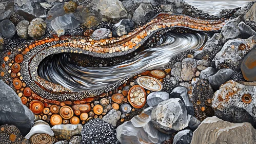 Abstract Riverbed Stone Composition