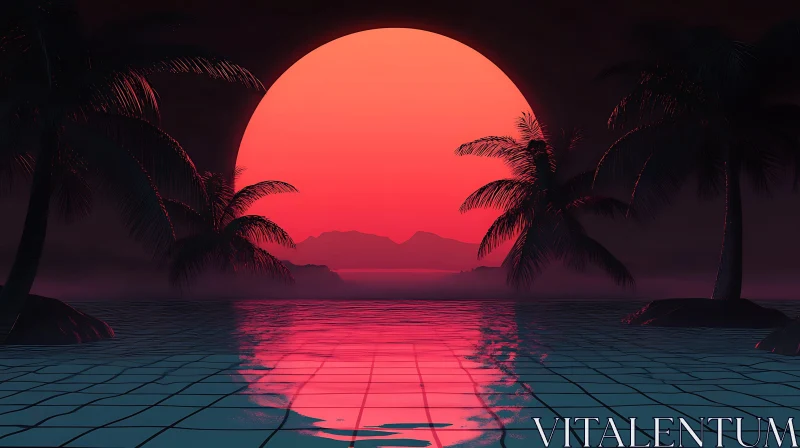 Synthwave Palm Trees Sunset