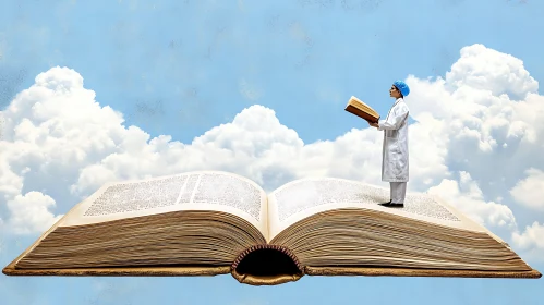 Medical Professional on a Book in Sky