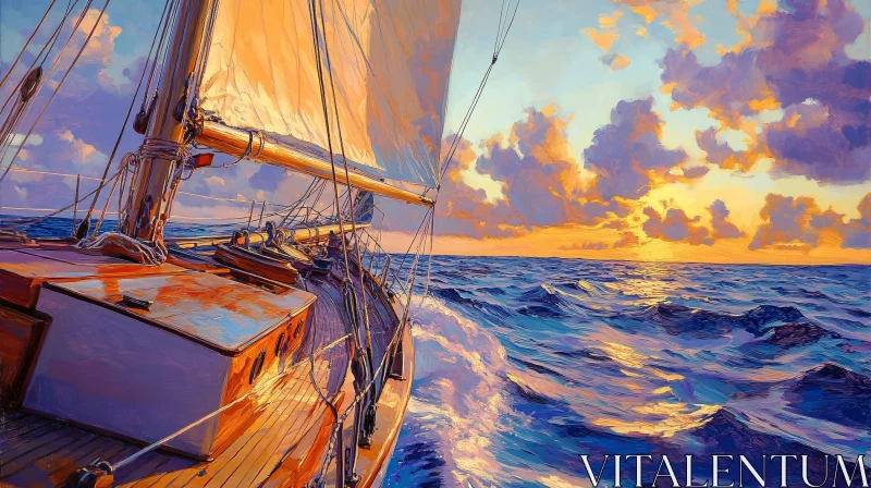 Ocean Sailing at Sunset