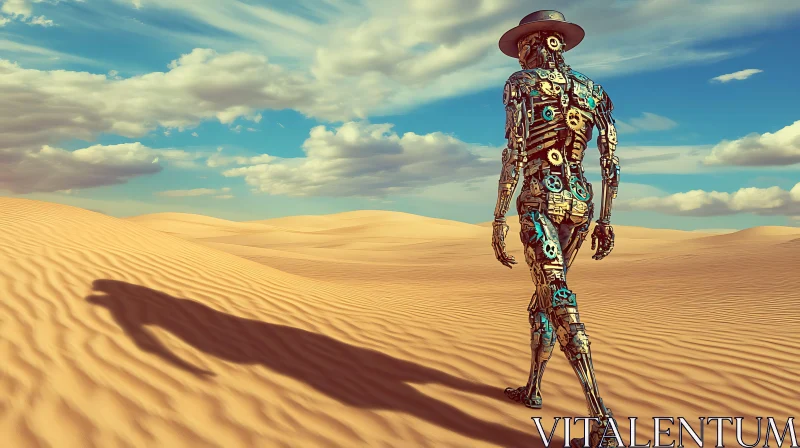 Cyborg in Desert Landscape