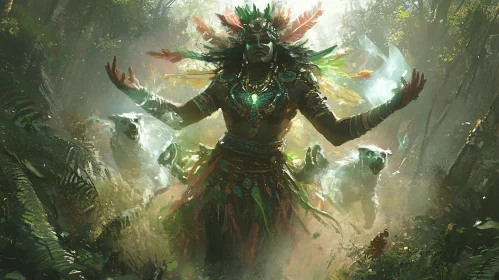 Mystical Shaman and Spirit Bears Art