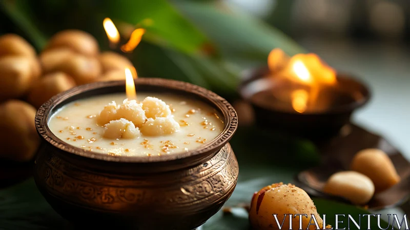 Traditional Dessert in Bronze Bowl