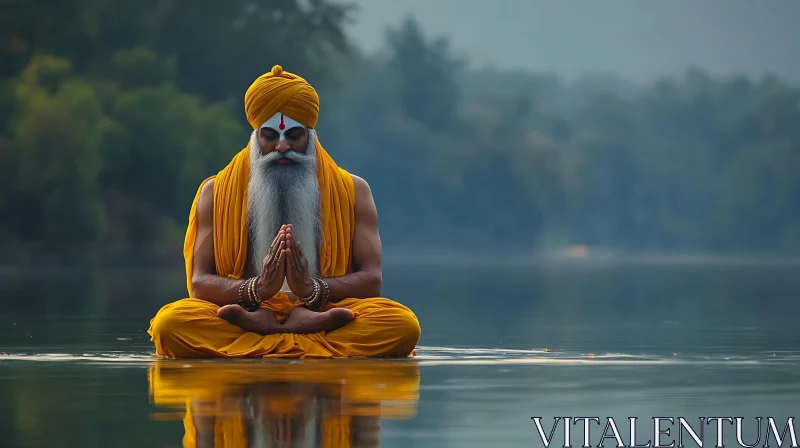 Meditative Man in Yellow Robes