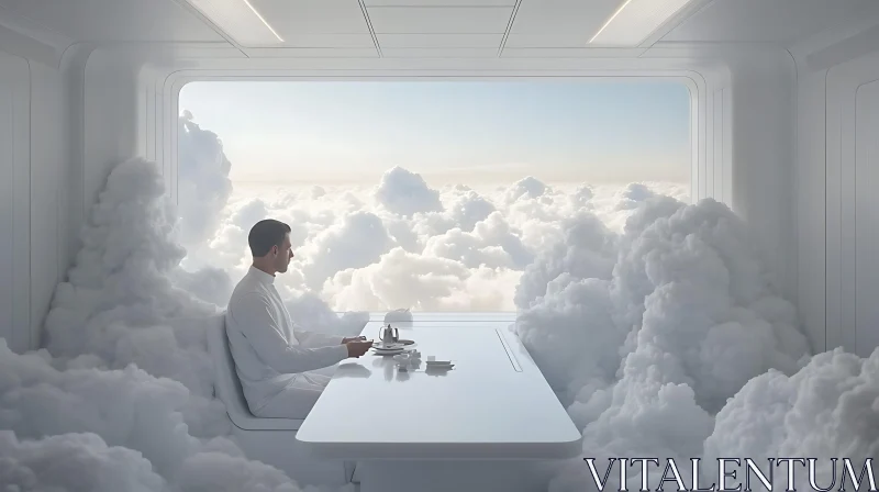 Man in Cloud Filled Room