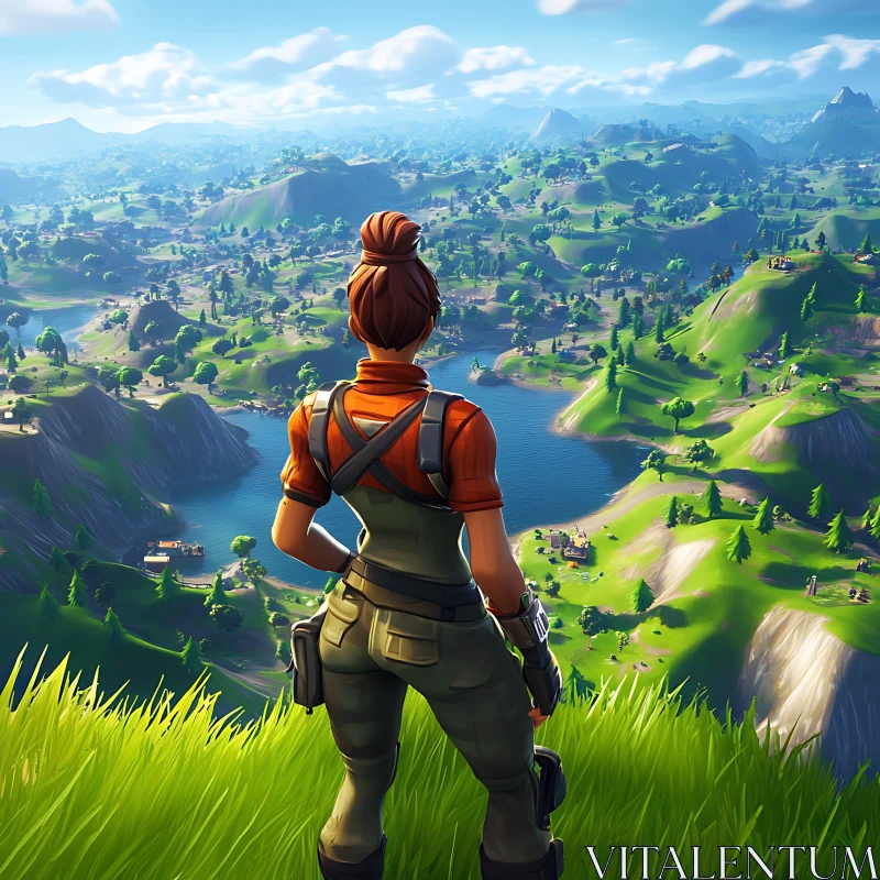 Contemplative Character in a Green Valley