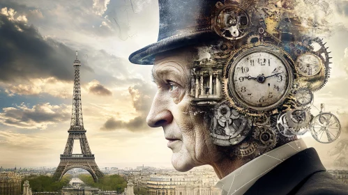Clockwork Man with Eiffel Tower
