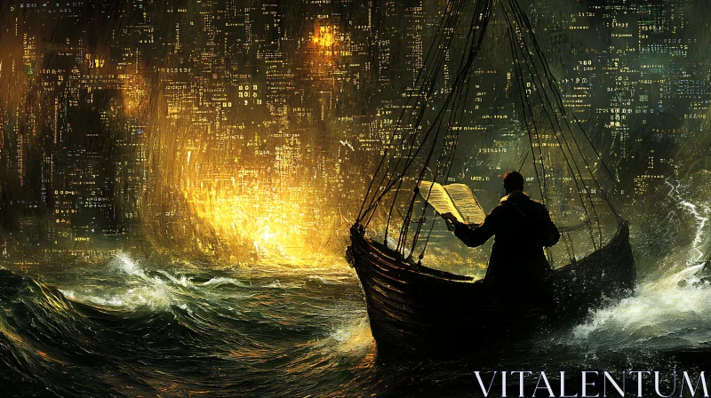 Man Reading Book on Boat
