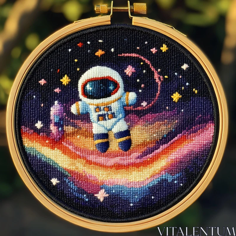 Handmade Astronaut Embroidery Hoop Art