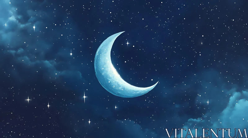 Night Sky with Crescent Moon