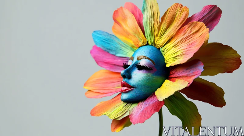 Rainbow Petal Woman: Surreal Flower Portrait