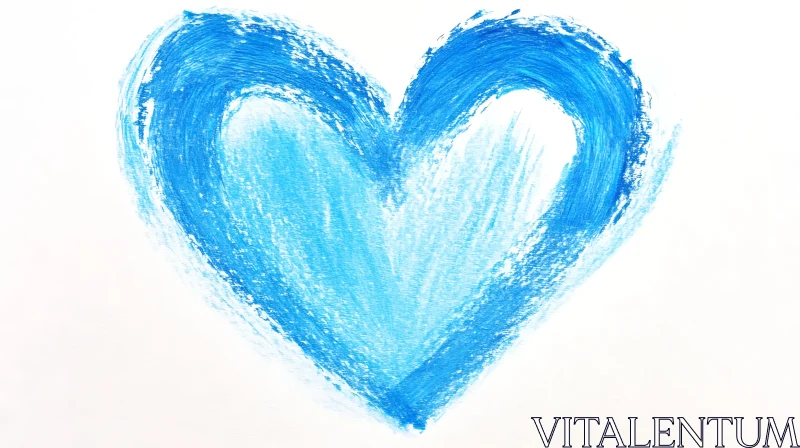 Painted Blue Heart on White