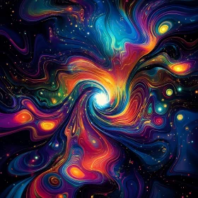 Colorful Nebula Swirl Abstract Painting