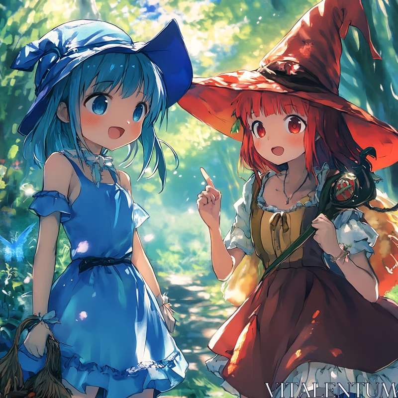 Charming Anime Witches Illustration