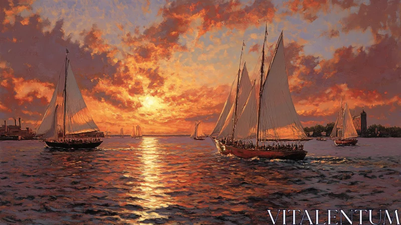 Sailboats at Sunset