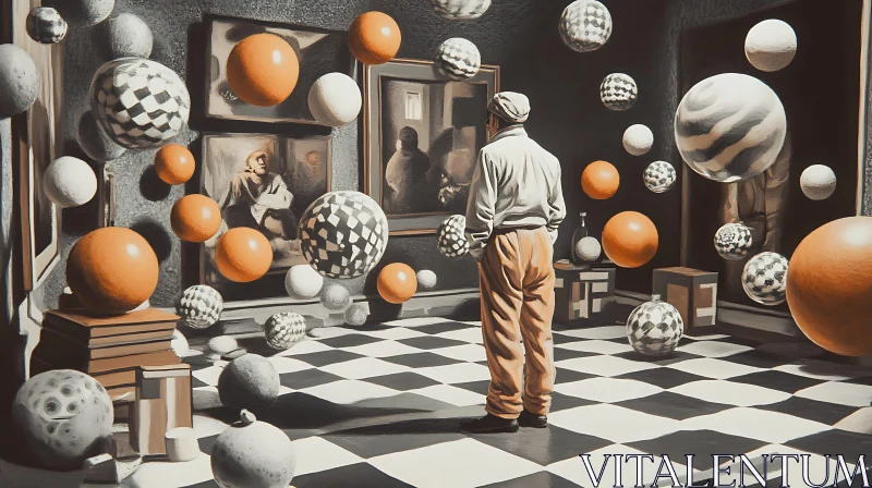 Floating Orbs in an Art Gallery