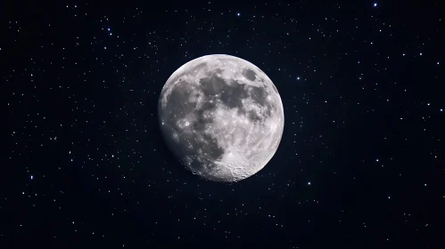 Lunar Brilliance in Starry Expanse