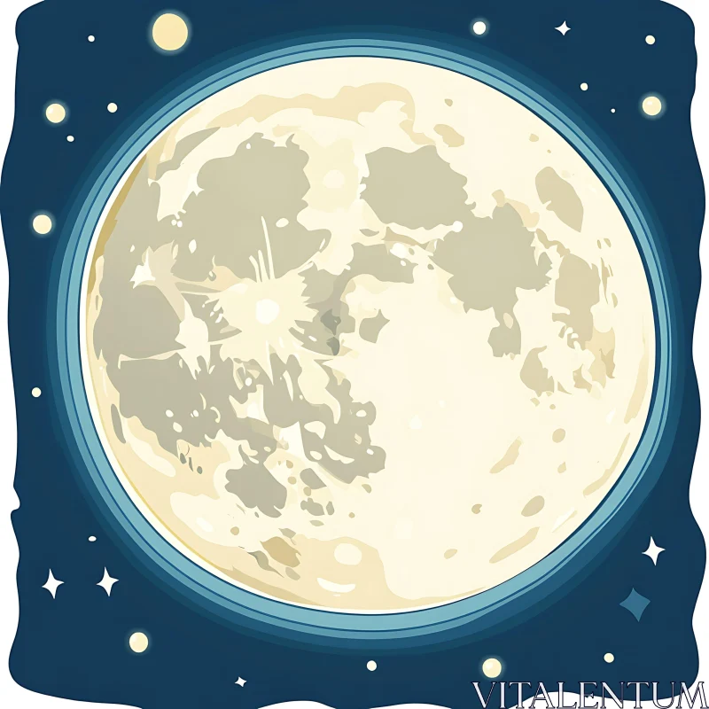 Lunar Illustration with Stars