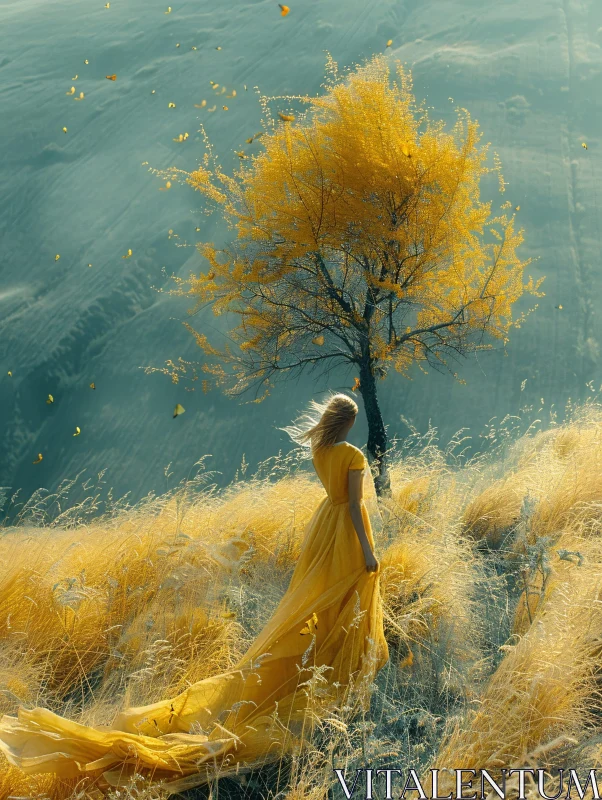 Autumnal Serenity: Woman in a Field