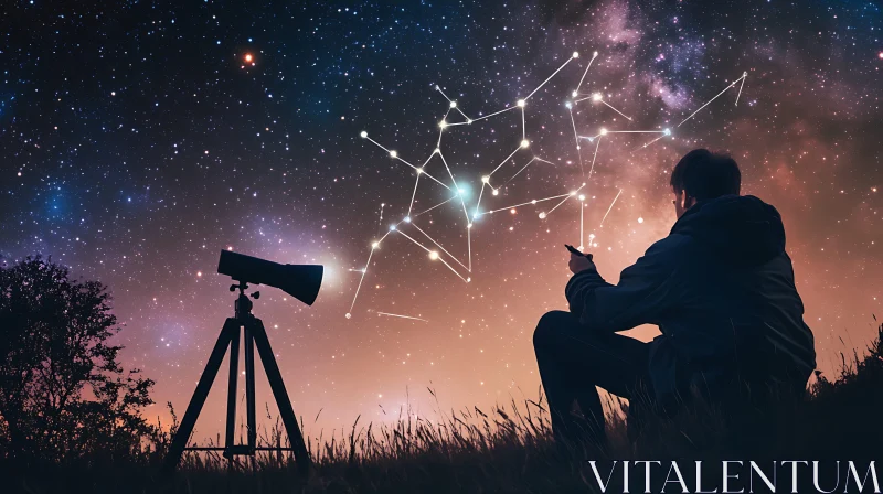 Cosmic Contemplation: Night Sky and Stars
