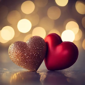 Golden and Red Hearts Together