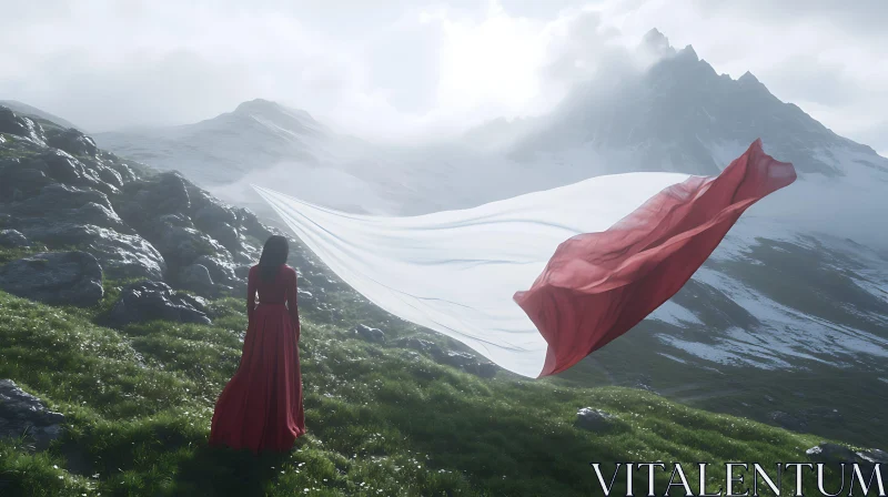 Alpine Vista with Flowing Fabric