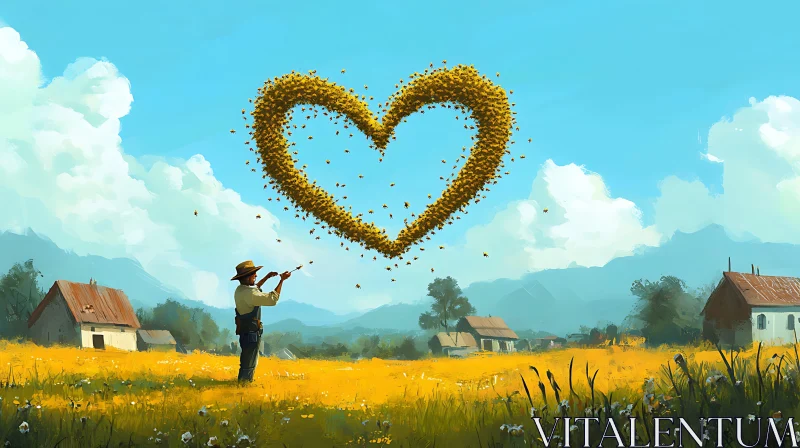 Rural Scene with Bee Heart