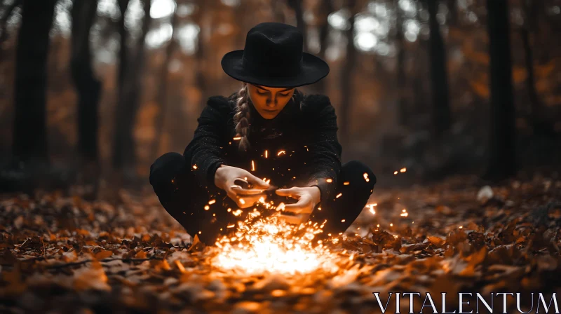 Mystical Forest Encounter with Glowing Embers