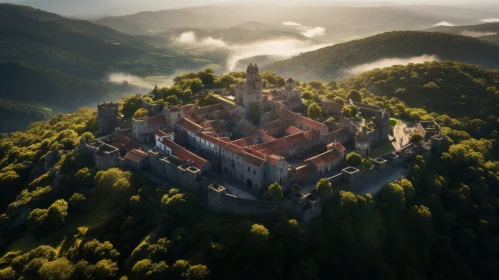 Enigmatic Castle on Misty Mountains | Aerial Photography