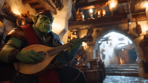 Orcish Lute Player in Tavern