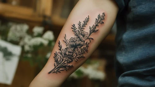 Intricate Botanical Tattoo on Arm
