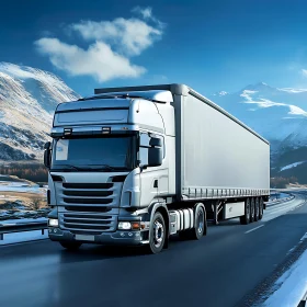 Silver Truck Journey Through Mountains