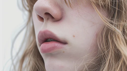 Close-up Portrait of a Young Woman with Fair Skin and Blonde Hair