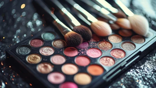 Makeup Palette with Eyeshadows and Brushes | Close-up Art