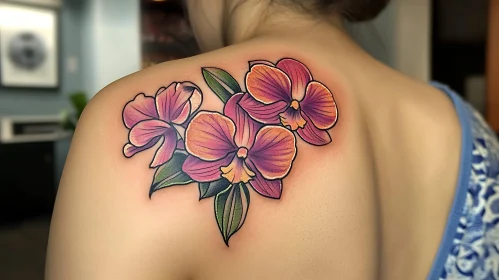 Colorful Orchid Tattoo Design