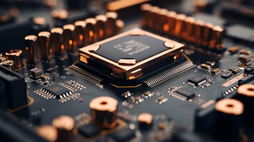 Intricate Electronic Circuit Board Closeup: Technology Meets Art